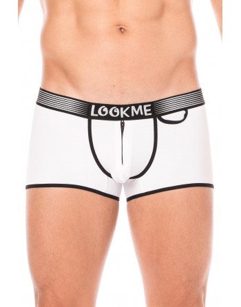 Mini-Pants blanc échancré avec zip - LM2003-68WHT