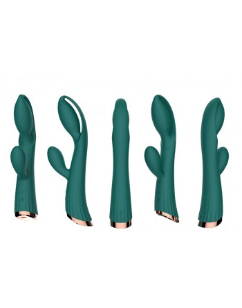 Vibromasseur vert avec stimulateur de clitoris LRIS USB - LRISGREEN