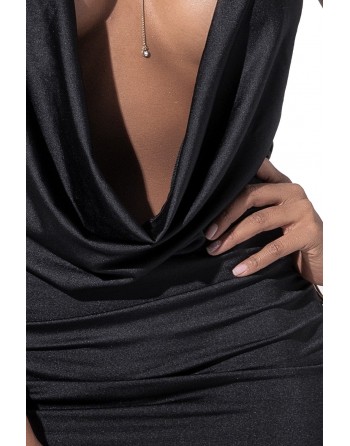 Mini robe style drapée noire - MAL4539BLK